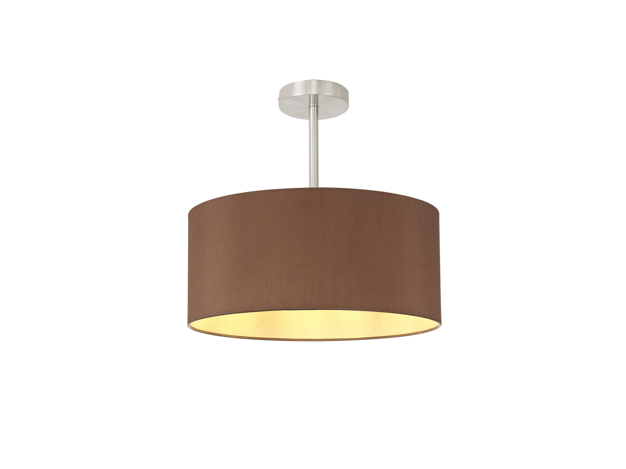 DK0250  Baymont 40cm Semi Flush 1 Light Satin Nickel, Raw Cocoa/Grecian Bronze